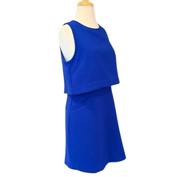 SUNCOO Paris Cyrus Electric Blue Mini Dress Open Back Sleeveless Pockets Size 12 - Picture 4 of 16
